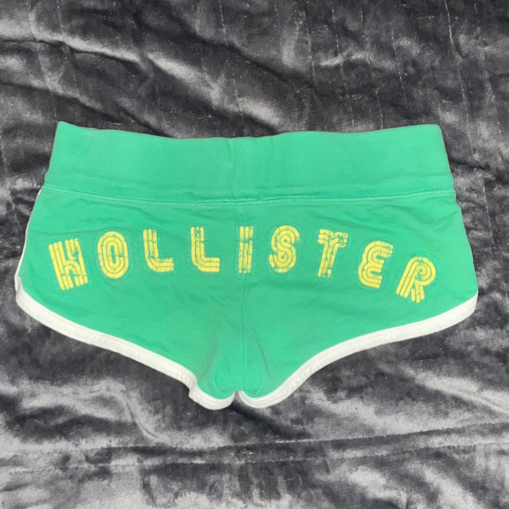 Y2K Vintage Hollister Green Micro Sweat Shorts with Multicolor Stripe XS
